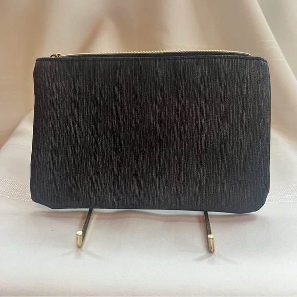 💄3/$12💄5/$15 ipsy Makeup Bag Black Gold Textured Vinyl Dancing‎ Lady EUC - Picture 2 of 5